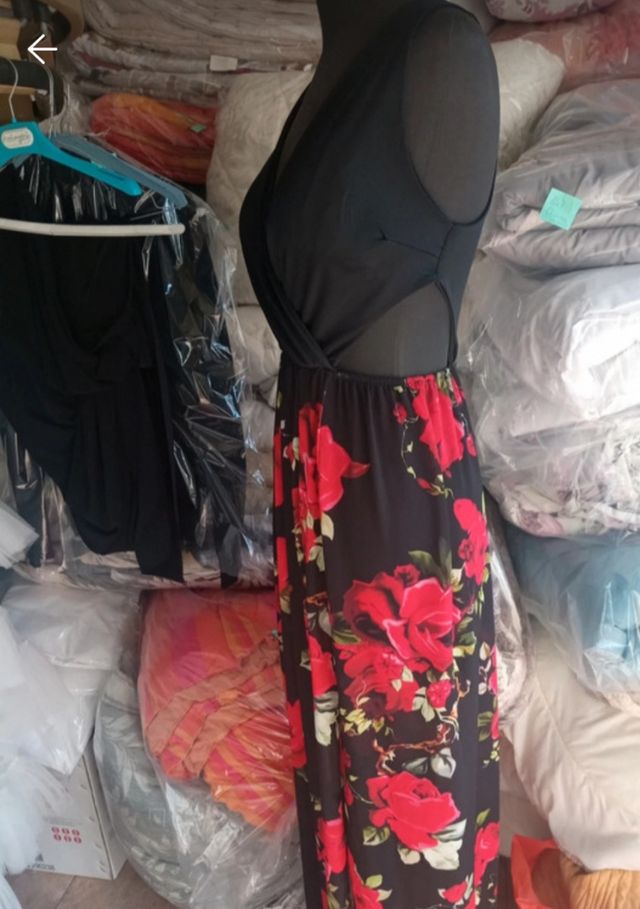 Vestito lungo nero e rosso