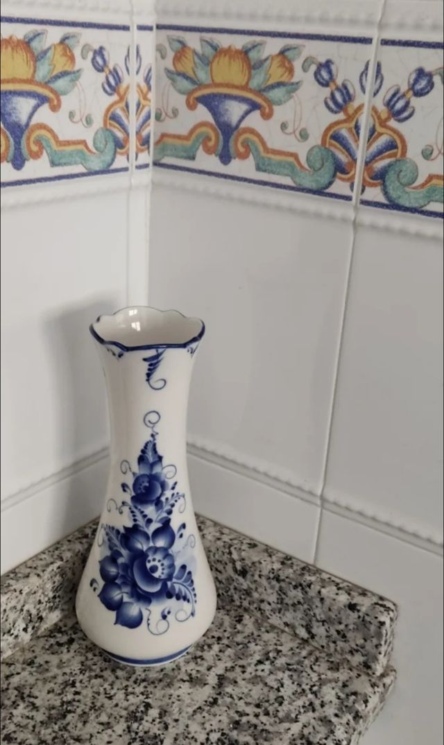 Jarrón Gzhel porcelana azul y blanco