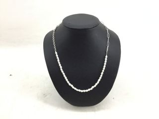 collar plata 925mm con piedra con perla 22cm