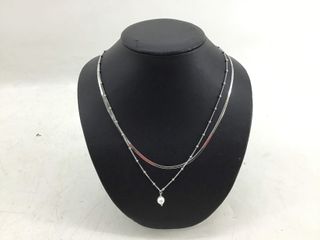 collar plata 925mm con piedra con perla 19 5cm