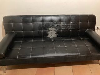 Sofá cama negro 180cm - piel sintética

