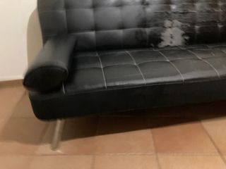 Sofá cama negro 180cm - piel sintética

