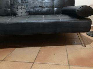 Sofá cama negro 180cm - piel sintética

