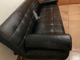 Sofá cama negro 180cm - piel sintética

