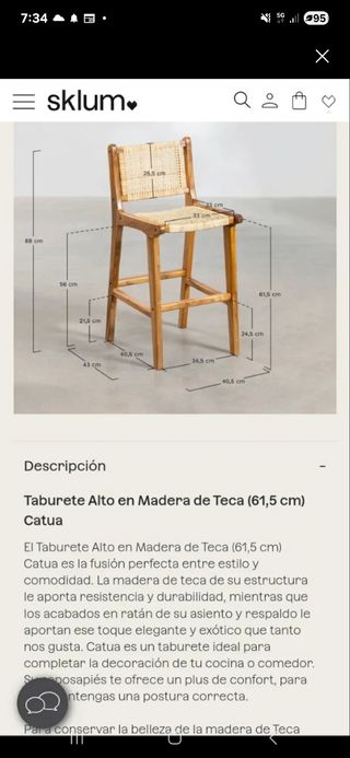 Nuovo Sgabello Alto Catua - Legno Teak - SKLUM