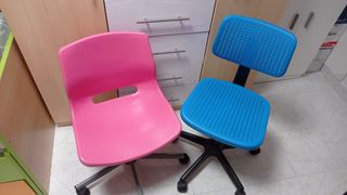 2 sillas escritorio - rosa y azul