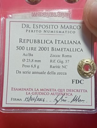 2 Monete 500 Lire Italia 2000-2001