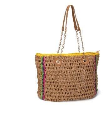 Bolso shopper rafia marrón
