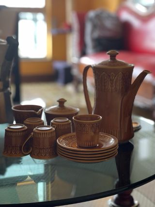 Juego café porcelana marrón