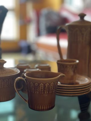 Juego café porcelana marrón