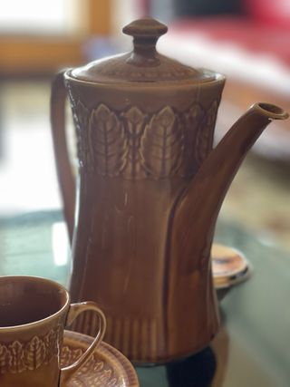 Juego café porcelana marrón