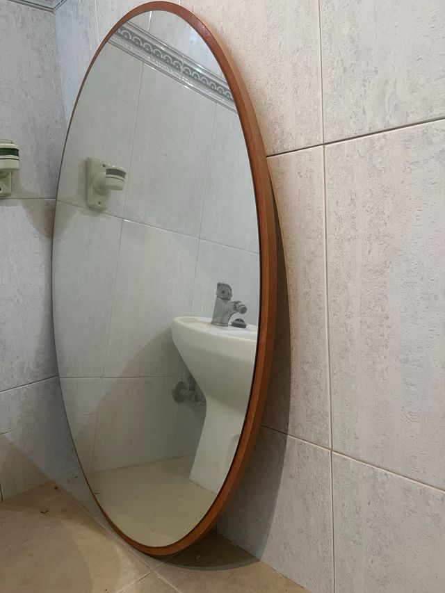 Espejo Redondo Madera - Baño