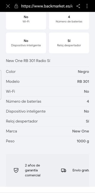 Radio New One RB 301 negra