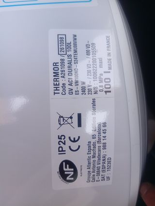 Termo Thermor 100L - Clase C