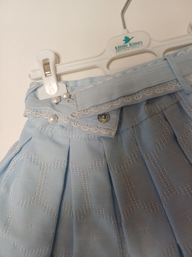 Falda niña celeste, talla 4