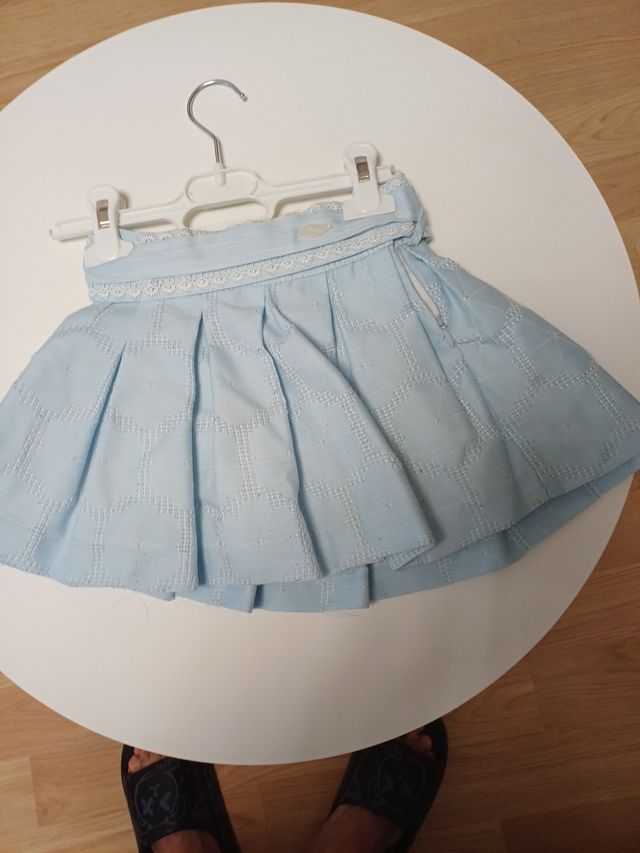Falda niña celeste, talla 4