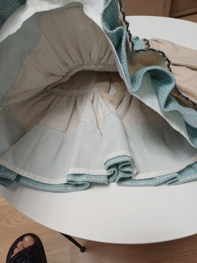 Vestido niña beige y azul claro 12 meses