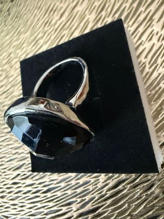 Anillo acero piedra negra