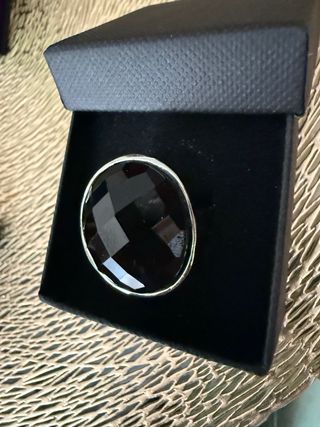 Anillo acero piedra negra