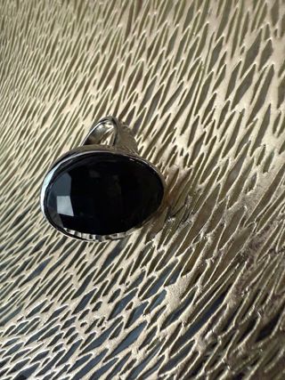 Anillo acero piedra negra