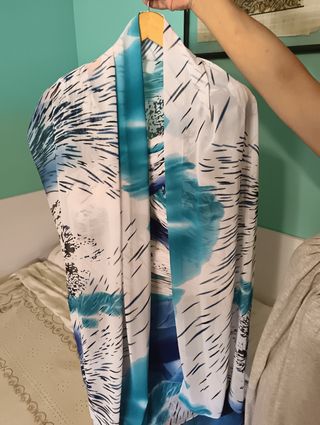 Vestido gala noche/bodas azul-morado con pañuelo