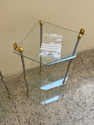 Estanterías esquineras cristal doradas - 2uds