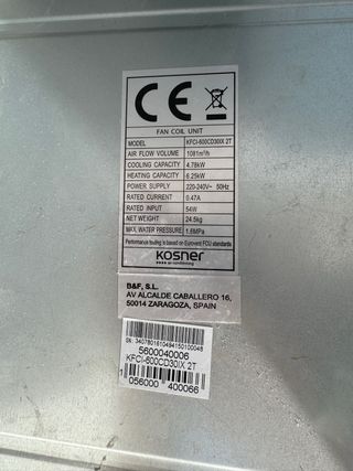 Aerotermia Kosner Aquaris V5 R32 + 2 fan coils