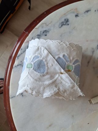 Puntilla algodón lazos azul-blanco