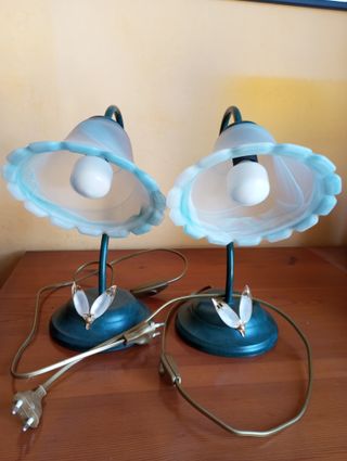 2 Lampade Comodino Azzurro Verde