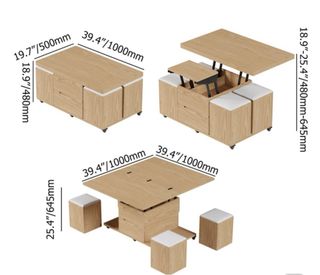 Mesa centro elevadora madera