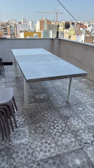 Mesa terraza exterior extensible - madera gris