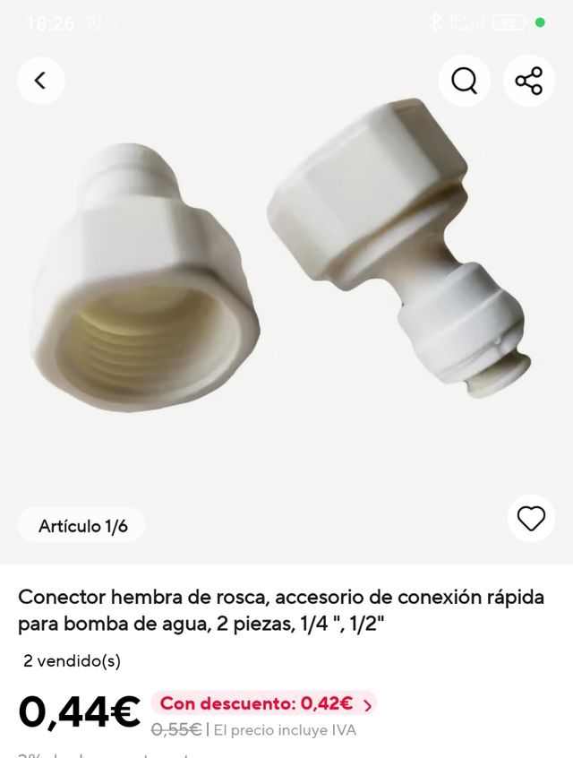Conector Hembra Rosca - 1/2, bolsa con 100 unidade