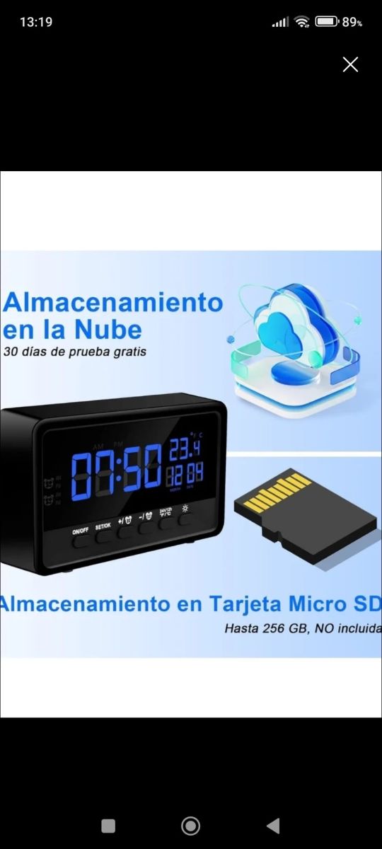 Reloj despertador cámara espía Full HD.