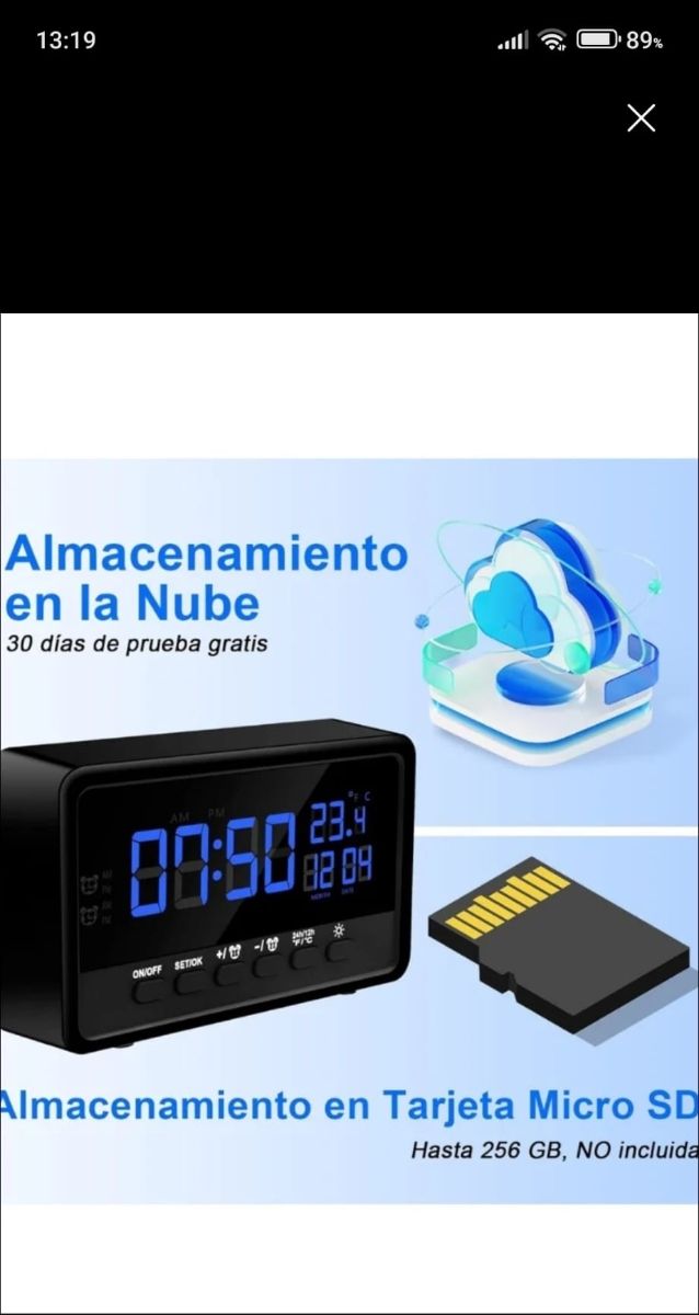 Reloj despertador cámara espía Full HD.