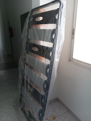 Somier 80x190cm - Negro, Metal y Madera