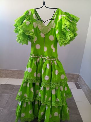 Traje gitana  lunares verde
