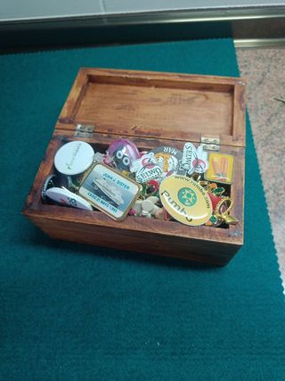 150 Pines y Chapas Variadas, regalo cofre.