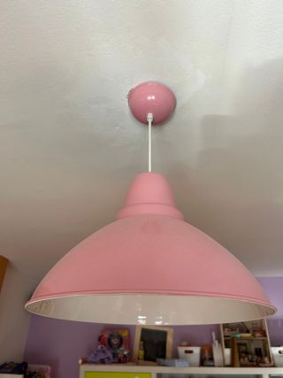 Lámpara metal rosa vintage+bombilla perfecta 17€