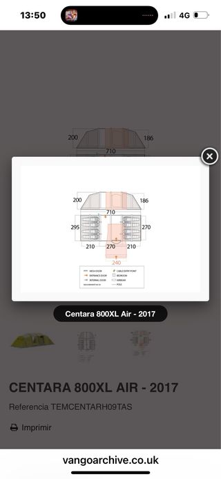 Tienda Vango Centara 800XL Air 2017 verde 500