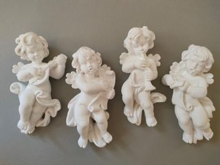 4 Angeli in gesso bianco