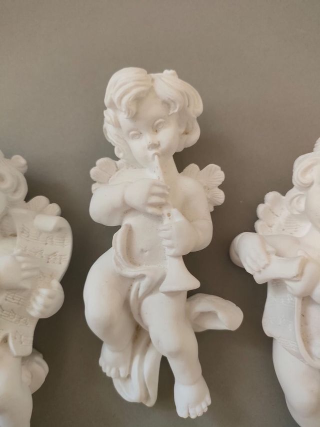 4 Angeli in gesso bianco