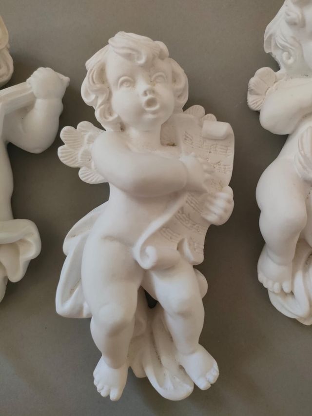 4 Angeli in gesso bianco