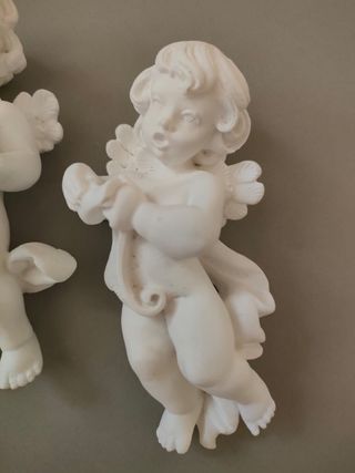 4 Angeli in gesso bianco