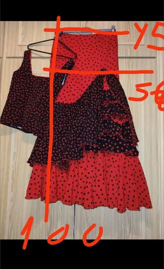 Traje Flamenca Rojo-Negro XXL