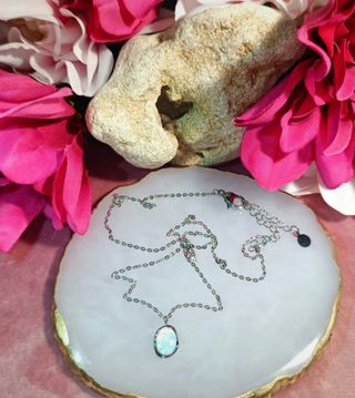 Collar ópalo blanco - Acero inoxidable