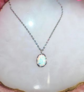 Collar ópalo blanco - Acero inoxidable