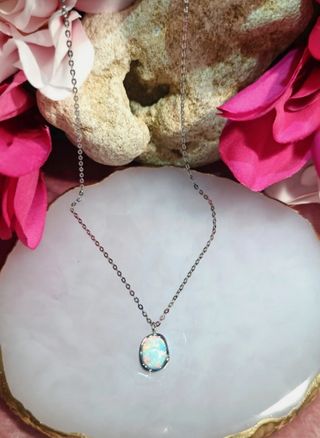 Collar ópalo blanco - Acero inoxidable