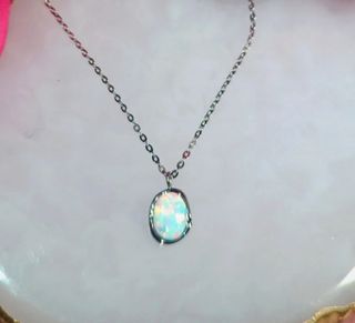 Collar ópalo blanco - Acero inoxidable