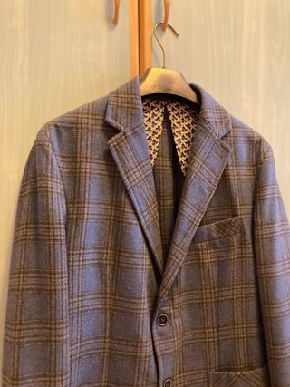 Giacca Invernale Uomo Quadri Blu Grigio