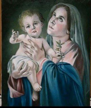Cuadro Virgen con Niño al óleo